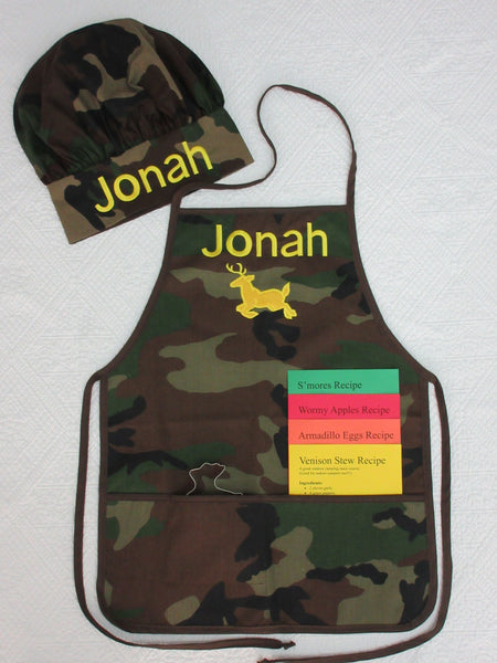 Handmade Personalized Kids Cooking Apron Boys Camo