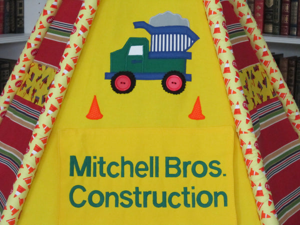 Personalized Kids Construction Play Tent Name Plaque