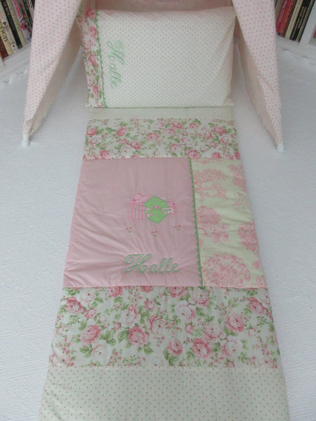 Personalized Toile Tea Party Sleeping Bag for Girls