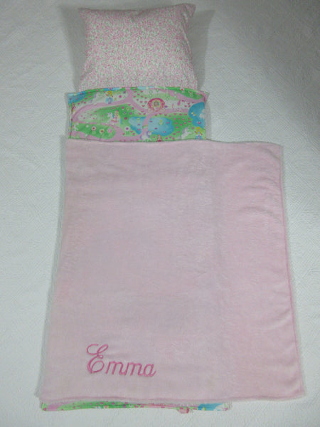 Handmade Personalized Kids Nap Mat Pink Princess Theme
