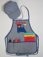 Handmade Personalized Kids Cooking Apron Boys Blue Train