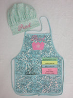 Handmade Personalized Kids Cooking Apron Girls Blue Ice Princess