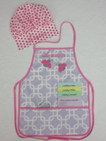 Handmade Personalized Kids Cooking Apron Girls Lavender Ladybugs