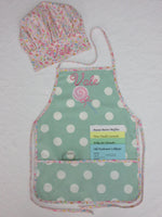 Handmade Personalized Kids Cooking Apron Girls Pink and Green Lollipop