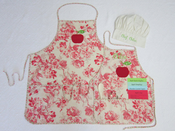 Handmade Personalized Cooking Apron Adult Red Apple