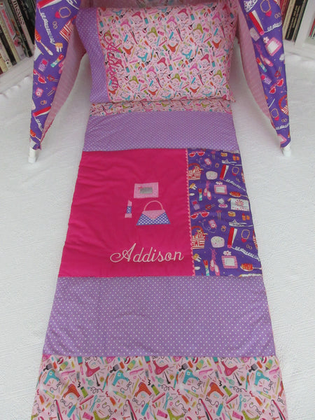 Personalized Girly Girl Sleeping Bag for Girls