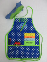 Handmade Personalized Kids Art Apron Boys Blue