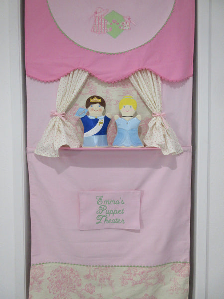 Pink Toile Doorway Puppet Theater for Kids