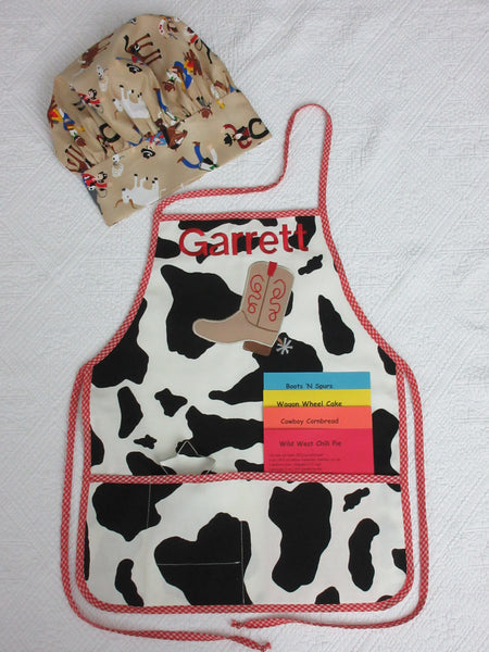 Handmade Personalized Kids Cooking Apron Cowboy